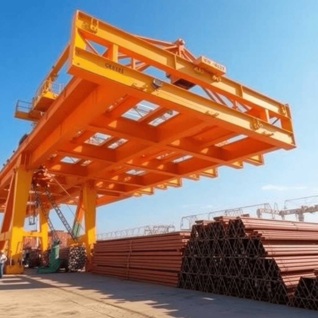break bulk cargo steel beams and construction materials at shipping port